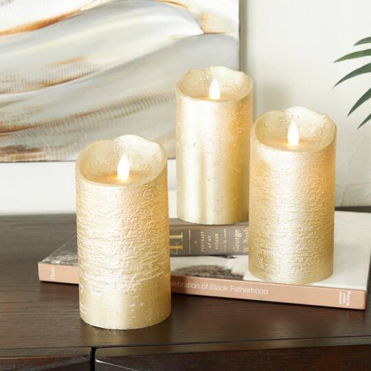 Gold Traditional Flameless Candle Set